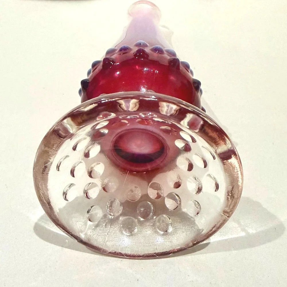RARE Fenton Plum Opalescent Hobnail Swung Bud Vase 8